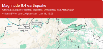 अफगानिस्तानमा ६ दशमलव ४ म्याग्निच्युटकाे शक्तिशाली भूकम्प